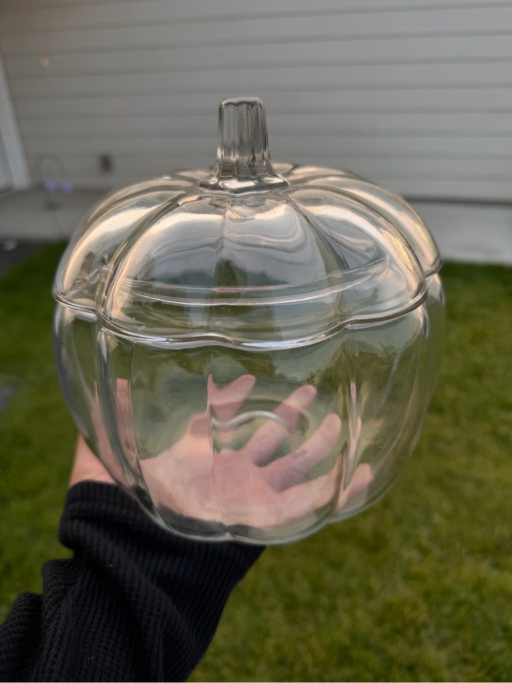 Vintage Clear Glass Pumpkin Treat Jar